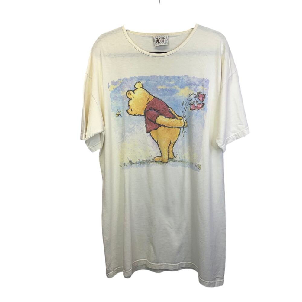 Vintage RARE Plant the Earth Winnie the Pooh Ivory Short Sleeve T-shirt dress